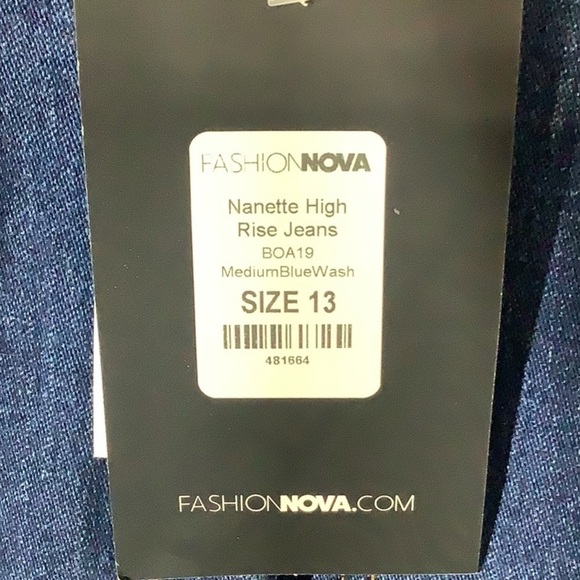 FashionNova NEW - Sz 13/14 - Nanette High Rise Jeans - BOA 19 -medium blue wash - Picture 6 of 6